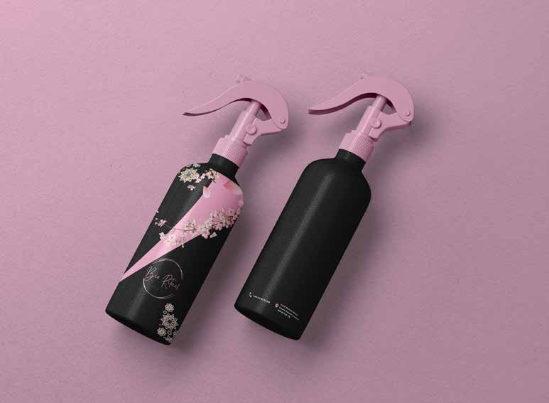 Two Bio Rituel spray bottles with pink triggers